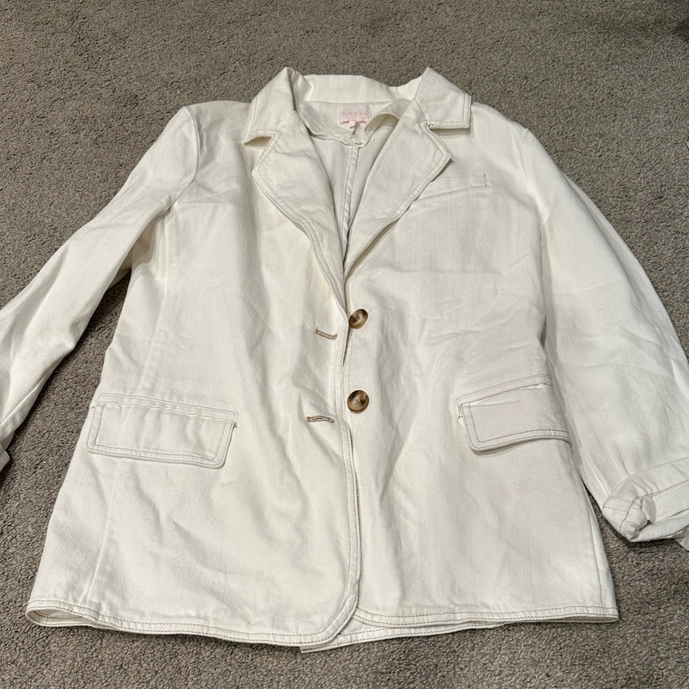 Chic Ecru Blazer with Button Detail